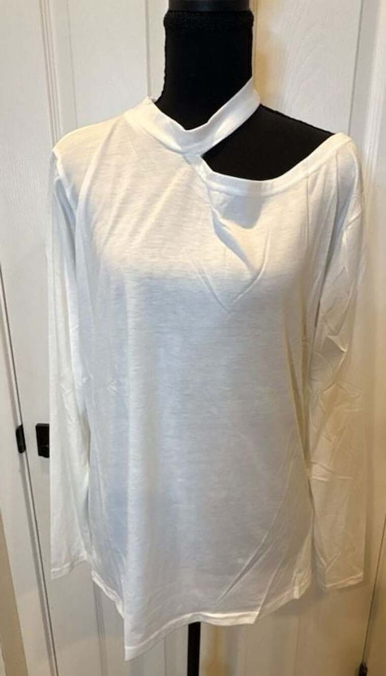 CBR Long Sleeve Asymmetric Cutout Top Size L White (56)